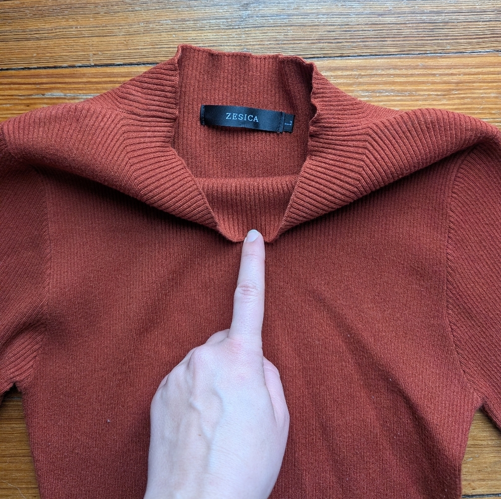 Orange Ribbed Knit Dress - Picture 5 of 10